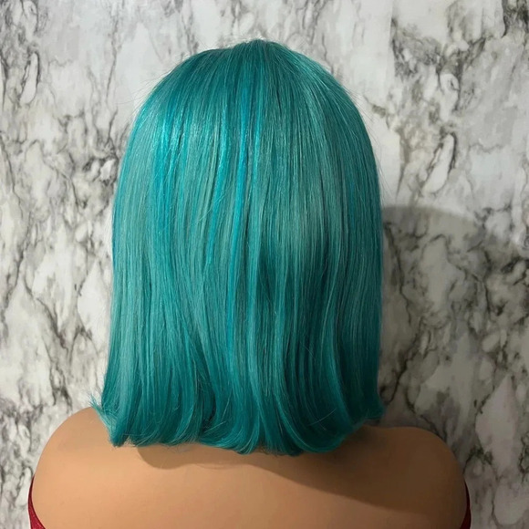 13 x 4 HD Lace front Blue Bob Short Hair Wig 100% Human hair | 12 Inch - Picture 7 of 11